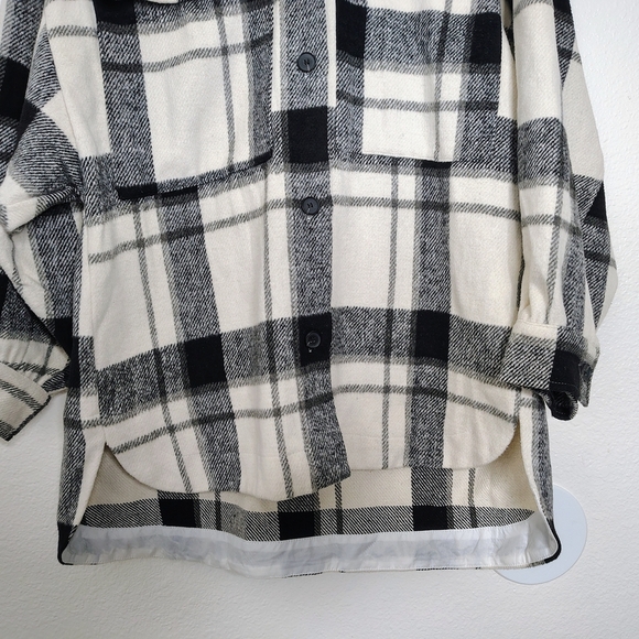 Princess Polly Monochrome Plaid Shirt Knit Jacket Flat Pockets Overcoat Sz  L/XL - Picture 7 of 14